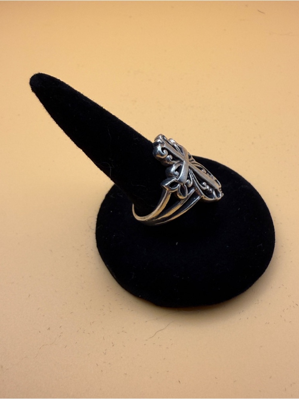 Antique Silver Cross Filigree Statement Ring - Picture 2 of 5